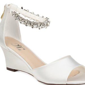 Bridal Shoe: Journee Collection Connor Wedge Sandal (White)